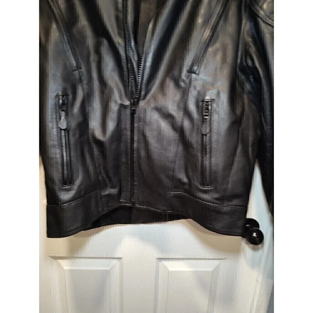 MOB Classic Series Black Leather Motorcycle Jacket Size 48 with removable lining